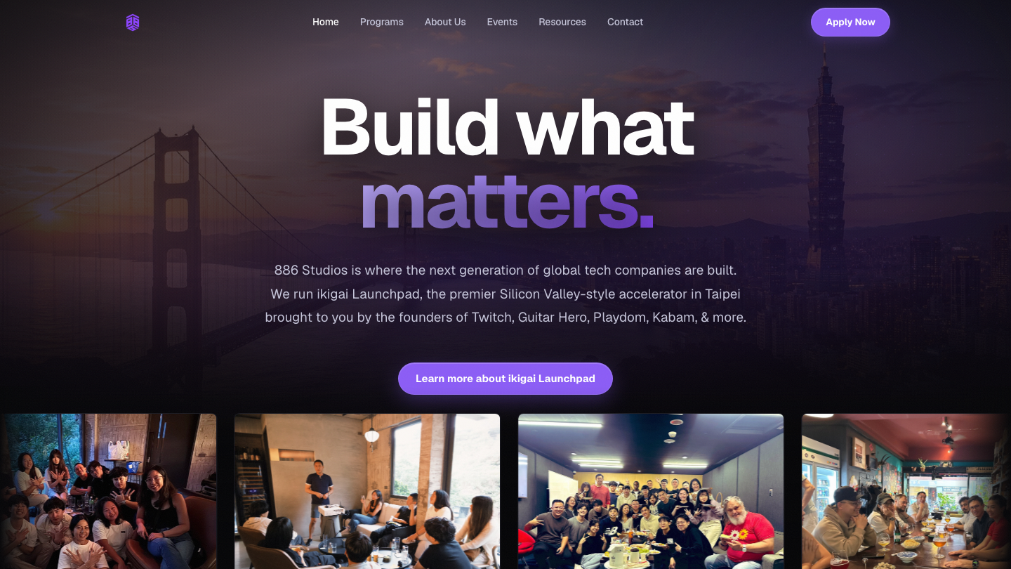 Screenshot of the 886 Studios website redesign project